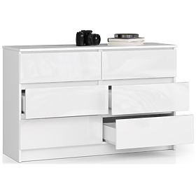 COMMODE K120 6TIROIRS CLP PK BLANC BRILLANT