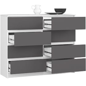 COMMODE K120 8TIROIRS BLANC / GRIS