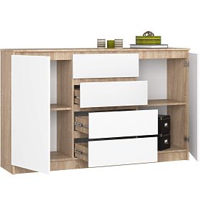 COMMODE K160 2D 4T CLP PK CHÊNE SONOMA / BLANC