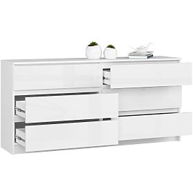 COMMODE K160 6TIROIRS CLP PK BLANC BRILLANT