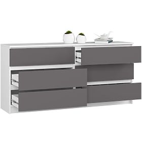 COMMODE K160 6TIROIRS CLP PK BLANC / GRIS