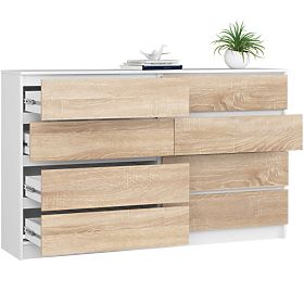COMMODE K160 8TIROIRS CLP PK BLANC / CHÊNE SONOMA