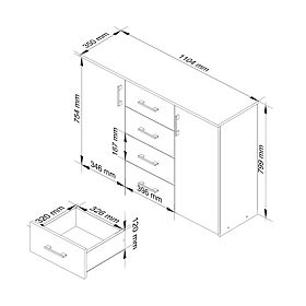 COMMODE K45 PK BLANC / CHÊNE SONOMA