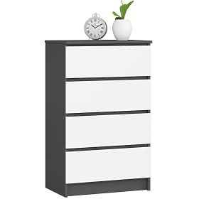 COMMODE K60 4TIROIRS CLP PK GRIS GRAPHITE / BLANC