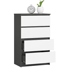 COMMODE K60 4TIROIRS CLP PK GRIS GRAPHITE / BLANC