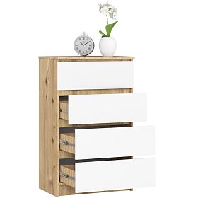 COMMODE K60 4TIROIRS PK CHÊNE ARTISAN / BLANC