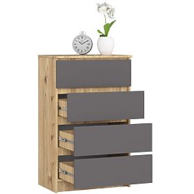 COMMODE K60 4TIROIRS PK CHÊNE ARTISAN / GRIS