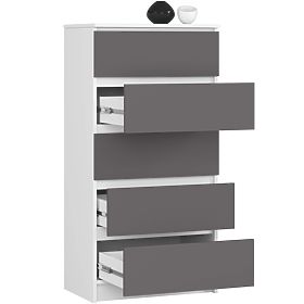 COMMODE K60 5TIROIRS CLP PK BLANC / GRIS