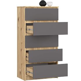 COMMODE K60 5TIROIRS CLP PK CHÊNE ARTISAN / GRIS