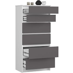 COMMODE K60 6TIROIRS CLP PK BLANC / GRIS