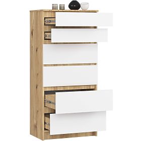 COMMODE K60 6TIROIRS CLP PK CHÊNE ARTISAN / BLANC