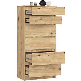 COMMODE K60 6TIROIRS CLP PK CHÊNE ARTISAN