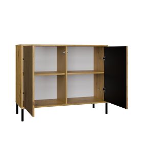 Commode KAMARO 2D SLIM CHÊNE ARTISAN à Lattes Rainurées