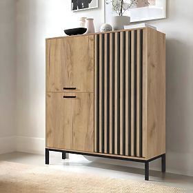 Commode LAMINO KM-2 chêne craft/noir, pieds : noirs