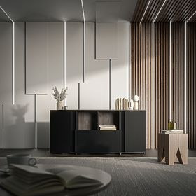 Commode MICHELLE noir/chêne viking, Halmar