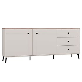 Commode POINT 2D3S Beige Cachemire Chêne Castello Armoire 3 Tiroirs 2 Portes Salon