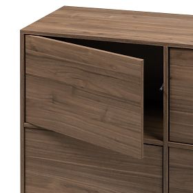 Commode quatre portes Japandi noyer royal