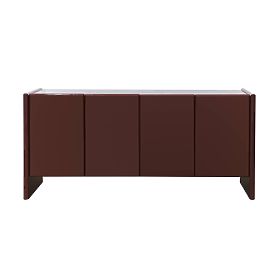 Commode à quatre portes Loren, bordeaux/marron, marbre, brillant