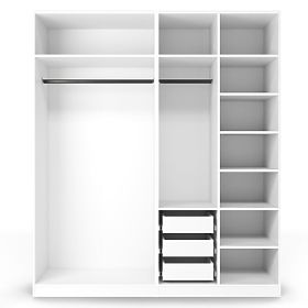 Corps/intérieur de l'armoire Neroli avec 2 tringles, étagères et 3 tiroirs 182,2 cm, blanc