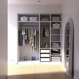 Corps/intérieur de l'armoire Neroli avec 2 tringles, étagères et 3 tiroirs 182,2 cm, blanc