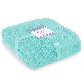 Couverture SHLEEPY turquoise avec motif jacquard style classique 220x240