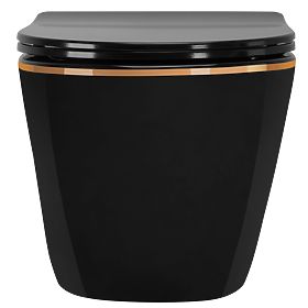 Cuvette WC suspendue Rea Carlo Mini Rimless Flat Black Gold Edge