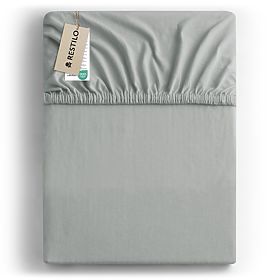 Drap-housse AMBER couleur gris style classique matériau jersey 80-90x200 DecoKing