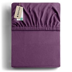 Drap-housse AMBER couleur violet style classique matière jersey 80-90x200 DecoKing