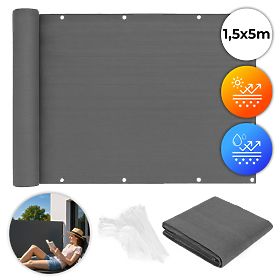 Écran de balcon avec ferrures 150x500 cm filet d'ombrage + éléments d'installation gris MultiGarden, MultiGarden