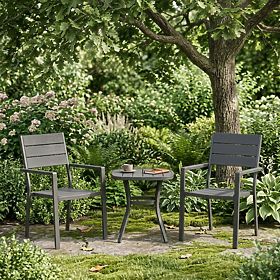 Ensemble de 2 chaises de jardin pour terrasse balcon acier HDPE gris MultiGarden