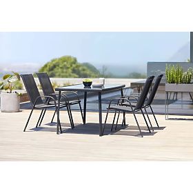 Ensemble de 2 chaises de jardin pour terrasse balcon noir