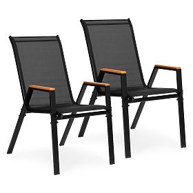 Ensemble de 2 chaises de jardin pour terrasse balcon noires MultiGarden, MultiGarden