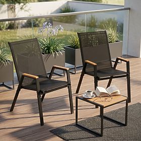 Ensemble de 2 chaises de jardin pour terrasse balcon noires MultiGarden, MultiGarden