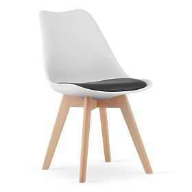 Ensemble de 4 chaises blanches et noires avec pieds en bois