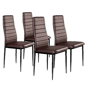 Ensemble de 4 chaises en cuir écologique avec dossier haut - marron, MODERNHOME