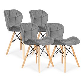 Ensemble de 4 chaises en velours pour salle à manger et salon - gris, MODERNHOME
