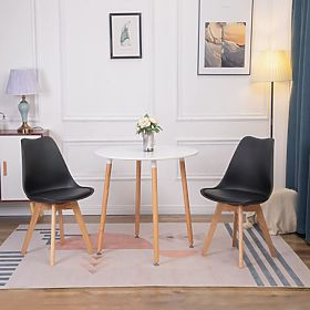 Ensemble de 4 chaises pour salon et salle à manger avec coussin en cuir écologique Noir ModernHome, MODERNHOME