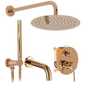 Ensemble de bain-douche encastré Rea Lungo Cuivre + BOX