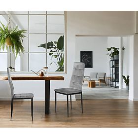Ensemble de chaises en velours pour salle à manger et salon 4 pcs gris, MODERNHOME
