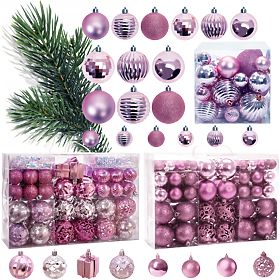 Ensemble de décorations de Noël Lila/Rose 208 pcs
