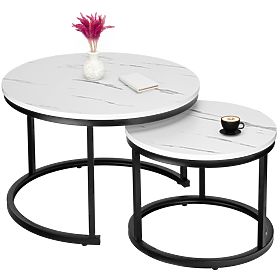 Ensemble de deux tables basses Galen Marbre Blanc