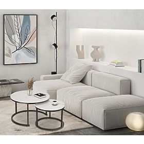 Ensemble de deux tables basses Galen Marbre Blanc