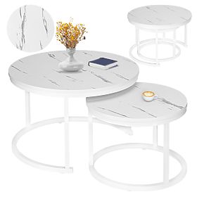 Ensemble de deux tables Galen Blanc Marbre Blanc, Halmar