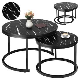Ensemble de deux tables loft Galen Marbre Noir