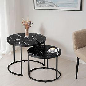Ensemble de deux tables loft Galen Small Marbre Noir, Halmar