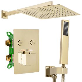 Ensemble de douche encastré avec thermostat FENIX DAVIS Or + BOX, Rea