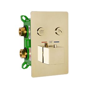 Ensemble de douche encastré avec thermostat FENIX DAVIS Or + BOX, Rea