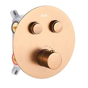 Ensemble de douche encastré avec thermostat LUNGO Cuivre brossé + BOÎTE, Rea