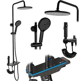Ensemble de douche REA Savio avec écran LED Noir, Rea
