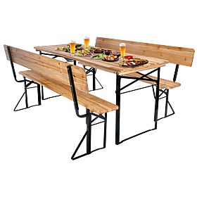 Ensemble de jardin acier-bois PORTER table 170 cm + 2 bancs